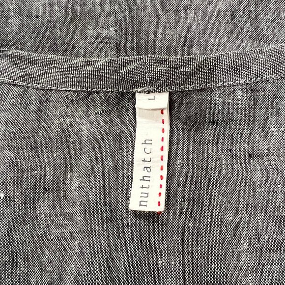 Nuthatch Shirred Washed Linen Pullover Dress, Gray, L - Picture 2 of 11